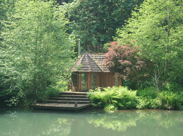 Secluded Pond with Island Sauna